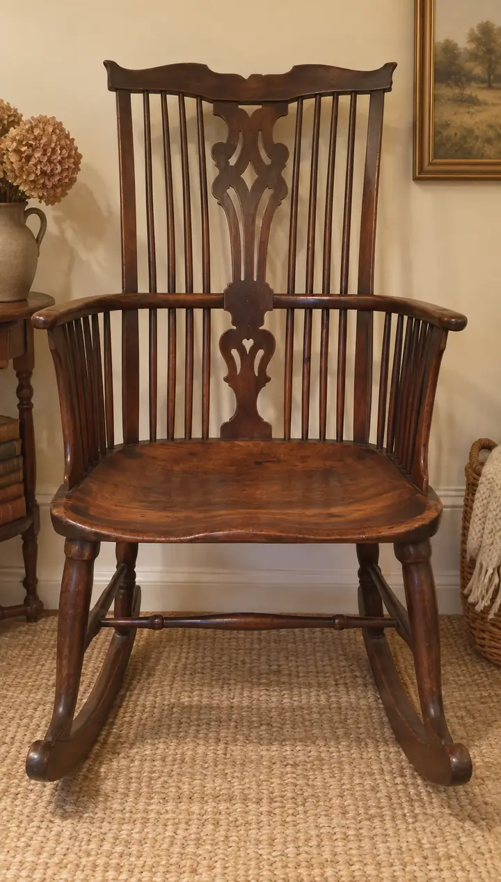 Vintage wooden rocking chair example