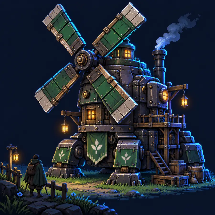 Pixel-art style armored object reference